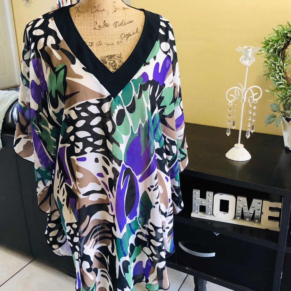 Kenneth Cole Sheer Tunic Cover Up Size L